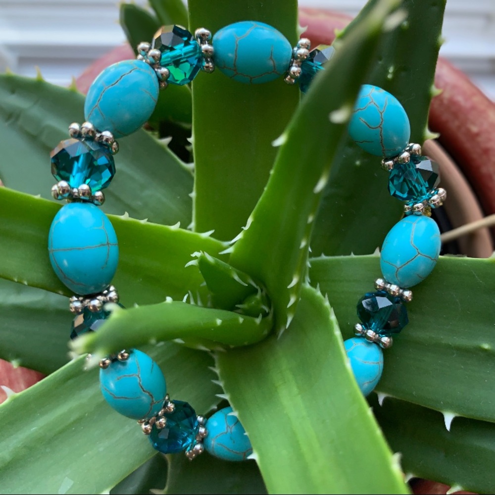 Faux Turquoise Beaded Bracelet